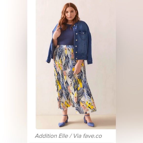 Addition Elle Dresses & Skirts - Addition Elle Floral Print Maxi Skirt - White, Navy, Yellow